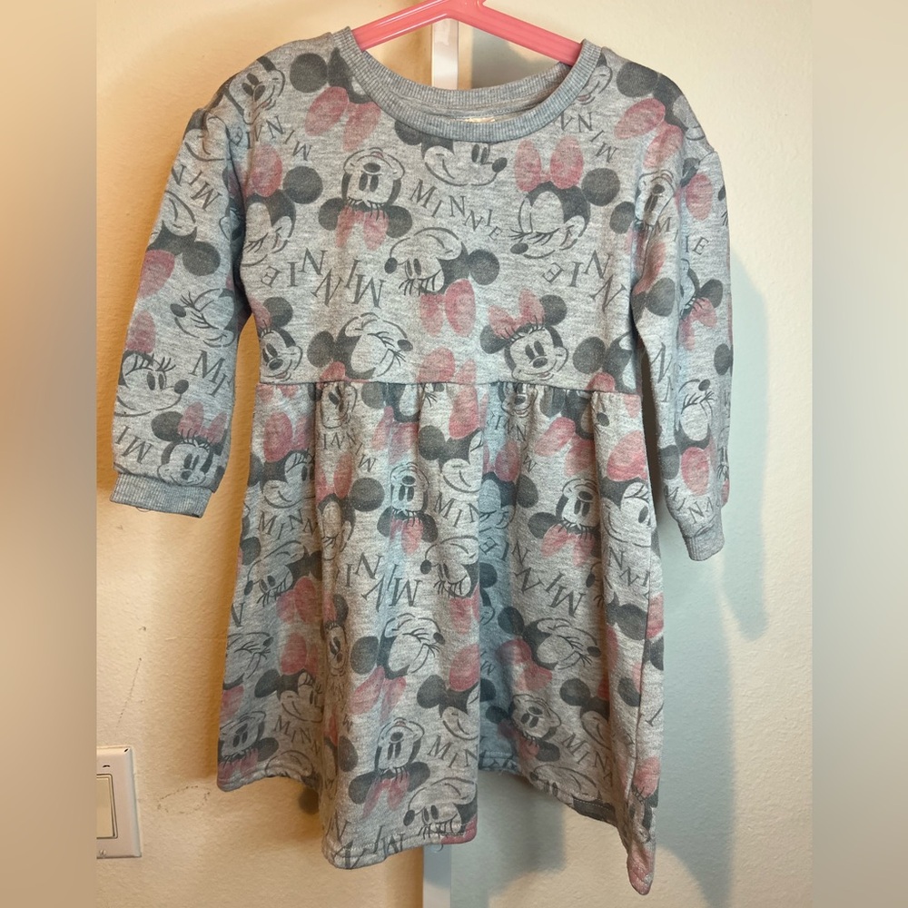 Disney Junior Minnie Gray Bow Minnie Sweater Dress 5T